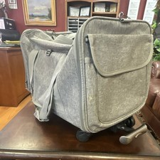 Soft-Sided Rolling Airline Pet Carrier Tote, Small, Gray Mesh Panels, Fabric