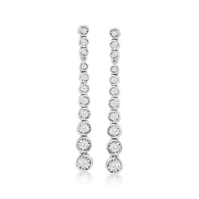Ross-Simons 0.50 ct. t.w. Bezel-Set Diamond Drop Earrings in Sterling Silver