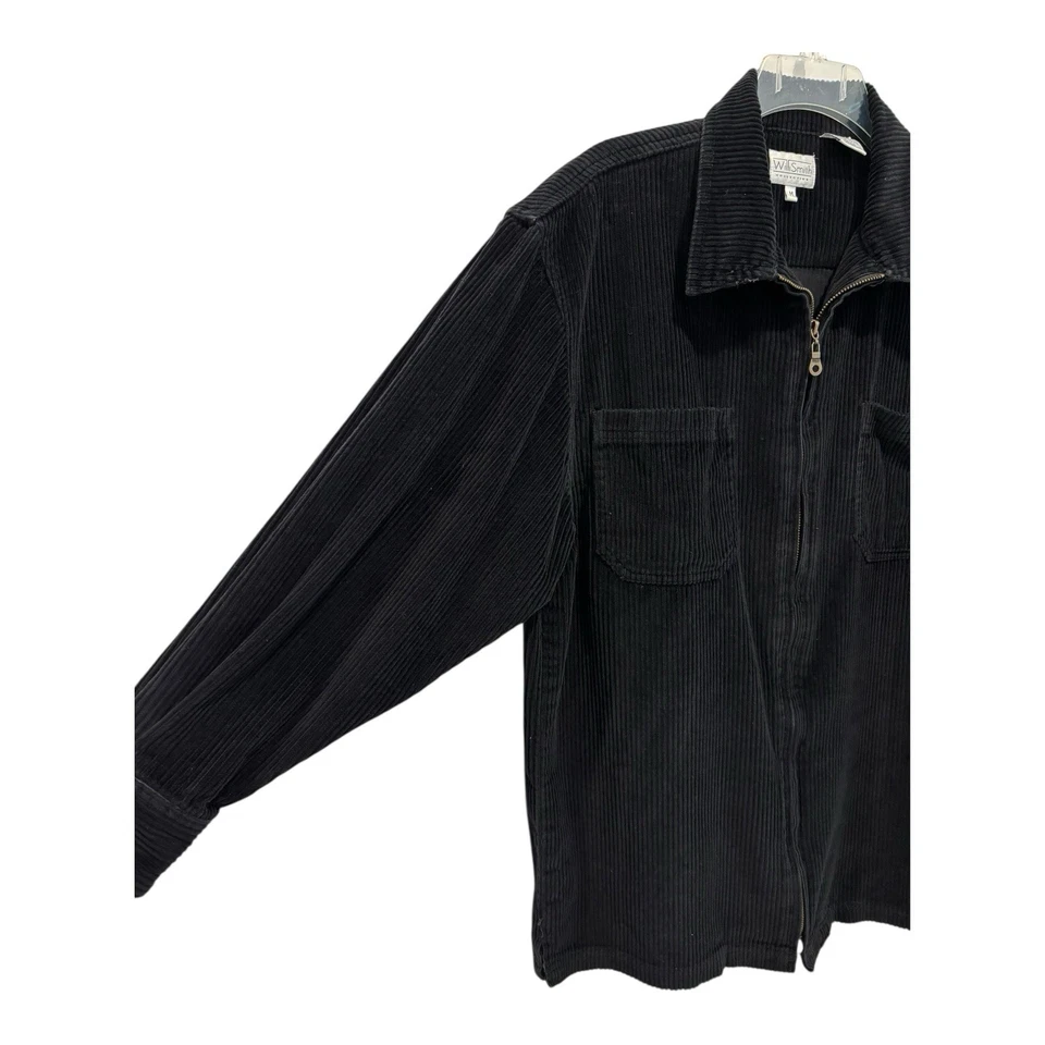 Chaqueta Willi Smith Mujer Mediana Negra Algodón Pana Cremallera Completa Bolsillos Años 80 De Colección Foto 4 de 4