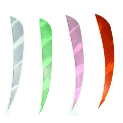 Muddy Buck Gear 5'' Parabolic RW Barred Feathers - 50 Pack (Flo White)