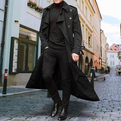 Jacket Slim Black Trench Coat Long Coat For Men Men Black Mid Long