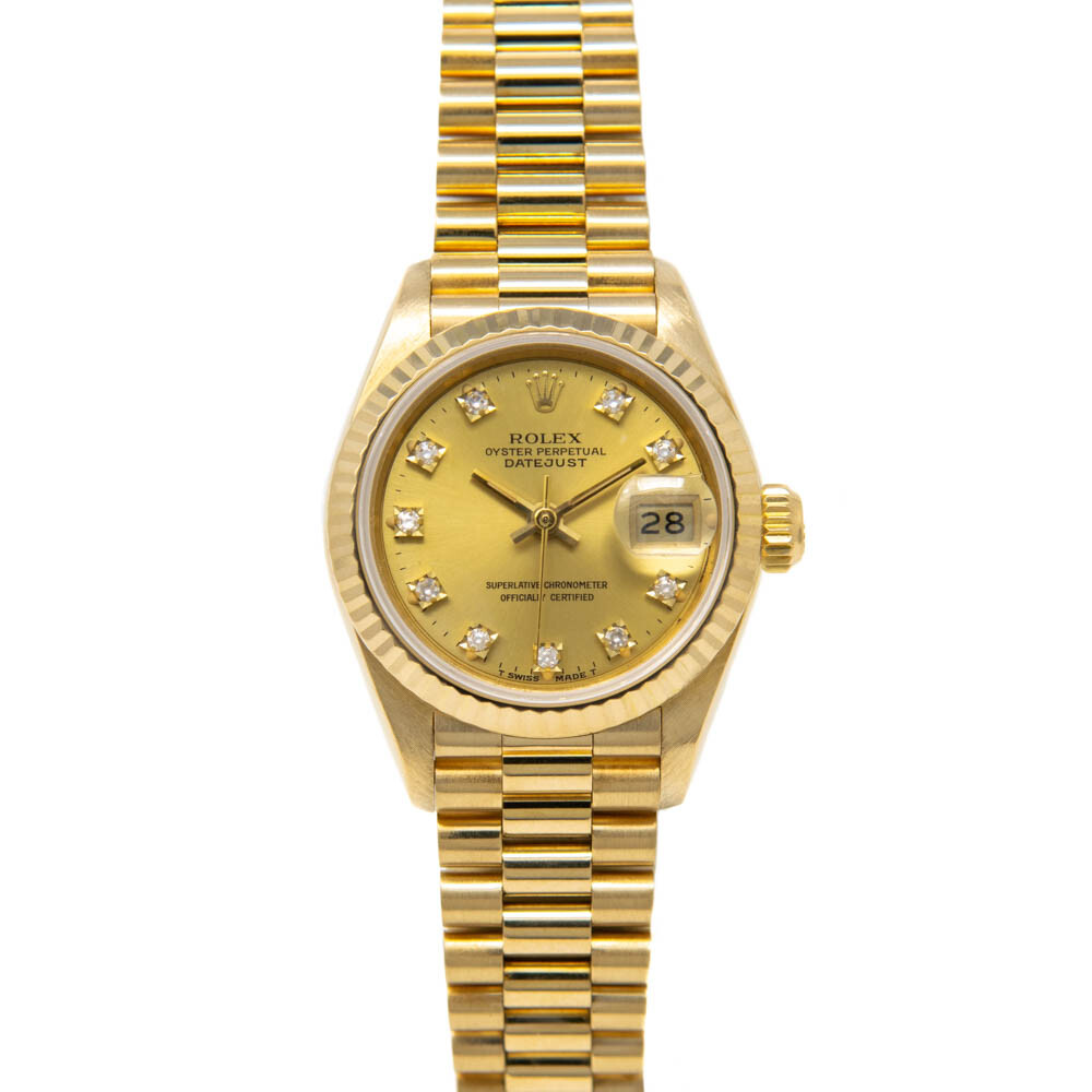 Rolex Lady-Datejust President, Champagne Diamond, Yellow Gold, 69178 - Pre-owned
