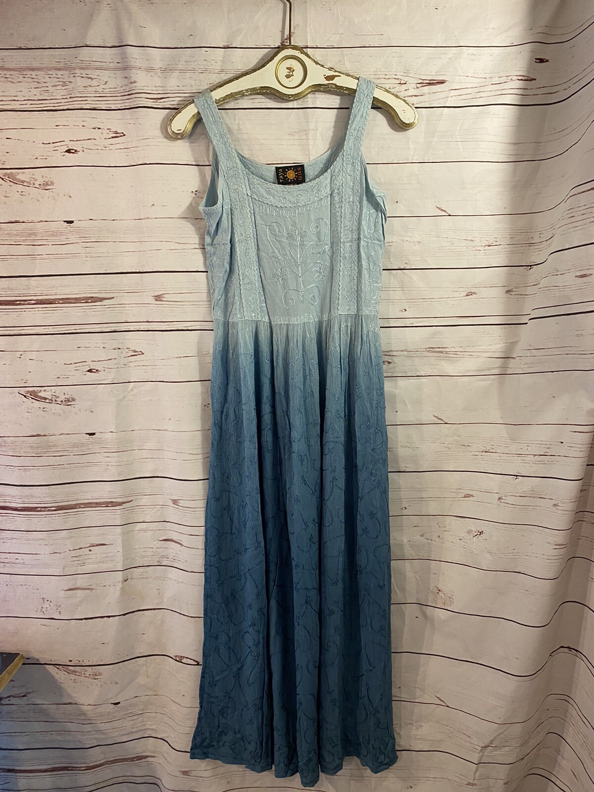 Raya Sun Vintage Embroidered Sleeveless Dress Guazy S Cotton Blend Made in  India | eBay