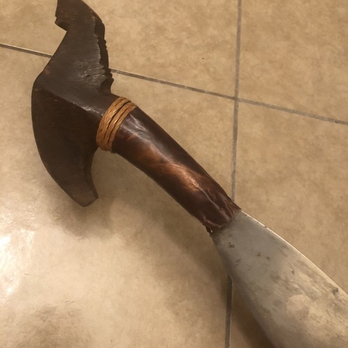 Antique Moro Barong Stone Polish Blade w/Huge Wood Jungayan Kakatau Pommel - Picture 4 of 23