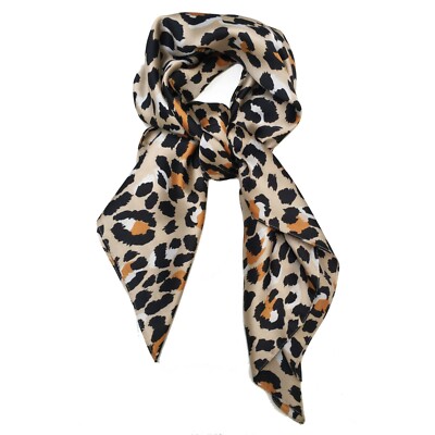 Großer quadratischer Leopard Tiermotiv Kopf Bandana Hals dünner Kunstseide Schal 70 cm x 70 cm