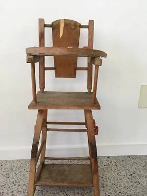 vintage wooden doll high chair