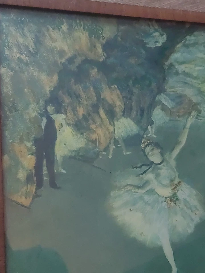 Antigua impresión enmarcada de escena Danseuse Sur de Edgar Degas 1834-1917, 29 cm X 20 cm Foto 2 de 4