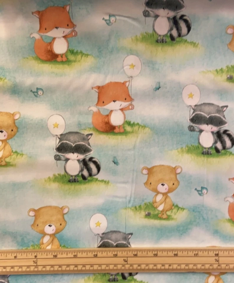 STOF FABRICS Fat Quarter zum Aufhängen süße Tierfreunde auf blau 100 % Baumwolle Steppstoff