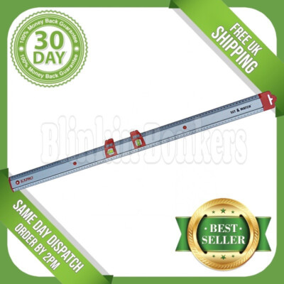 GROSSES LANGES 90 CM METALL ALUMINIUM ZOLLSTOCK METRISCH MIT ZWEI GLEITENDEN WASSERWAAGEN