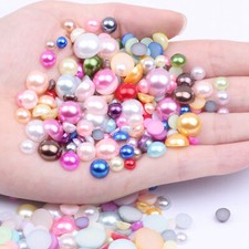 1000 pcs Color Acrylic FlatBack Half Pearl Bead Flat Back 8mm Scrapbook Craft