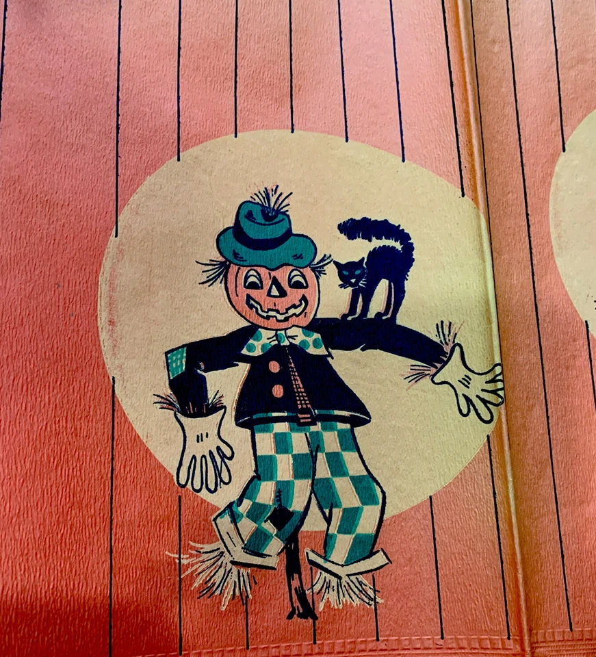 "1 papel crepé de Halloween Tuttle vintage raro 13,5x21"" gato negro manualidades de espantapájaros" Foto 3 de 3