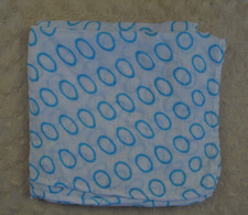 Ideal Baby by Aden Anais Blue Circle Baby Swaddle Blanket White Ring Circle