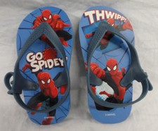 TODDLER BOYS MARVEL SPIDERMAN FLIP-FLOPS W/ ADJUSTABLE ANKLE STRAP, SIZE MED 5/6
