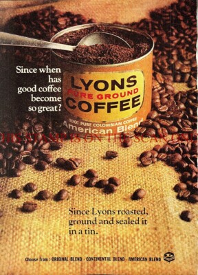 LYONS American Blend gemahlener kolumbianischer Kaffee ANZEIGE Original 1967 Druckanzeige
