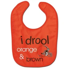 CLEVELAND BROWNS "I DROOL ORANGE AND BROWN" BABY BIB NFL LICENSED