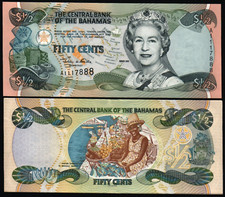BAHAMAS 0.50 1/2 DOLLAR P-68 2001 x 1 Pcs QUEEN UNC Bahamian World Currency NOTE