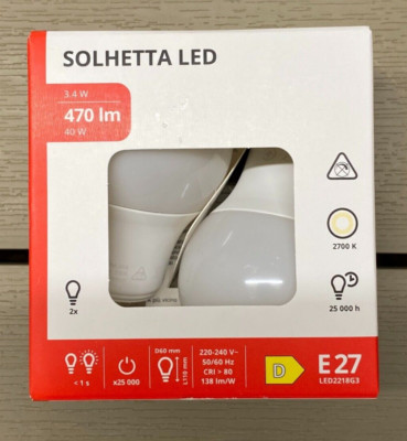 2 pack IKEA LED Bulb E27 470 Lumen, Globe Opal White 40W BRAND NEW