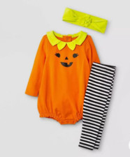 Cat Jack Pumpkin Romper Top Bottom Set with Headband 3-6 Months