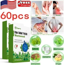 60PCS Tigerty Wormwood Sticker Herbal Pain Relief Patch for Knee Back Neck Ache