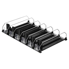 6pcs Soda Can Organizer for Refrigerator Self-Pushing Drink Organizer Black