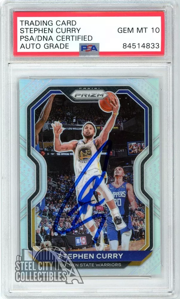 Stephen Curry 2020-21 Panini Prizm Autograph Silver Card #159 - PSA/DNA 10 Stephen Curry 2020-21 Panini Prizm Autograph Silver Card #159 - PSA/DNA 10
