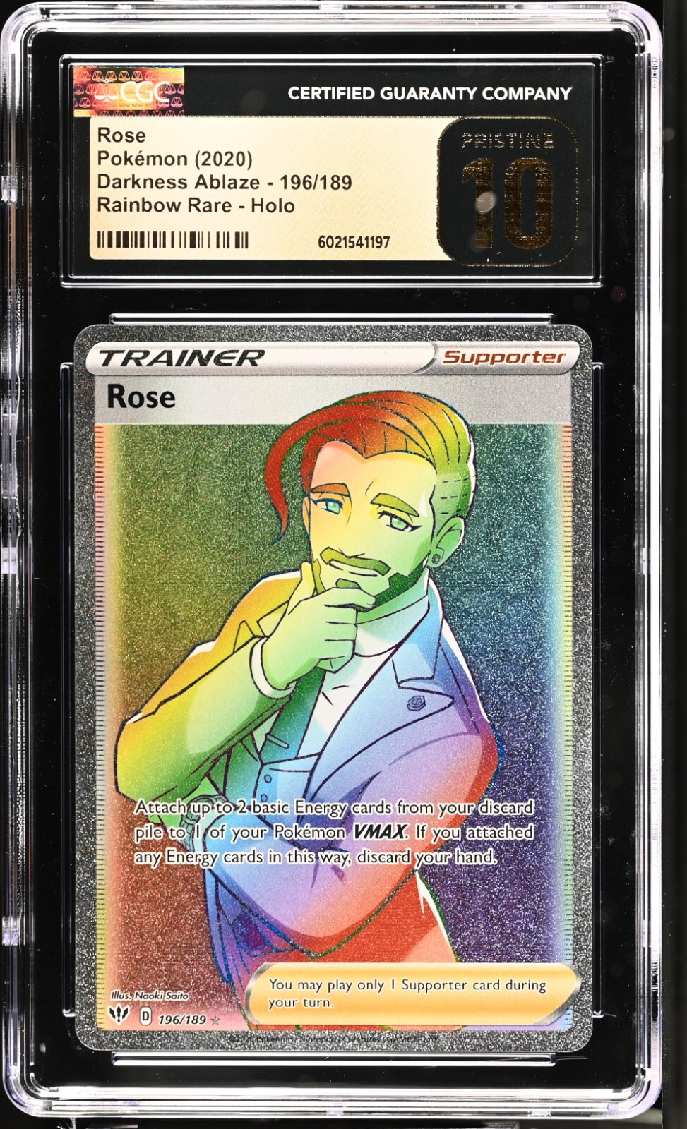 CGC 10 Pristine Rose Rainbow 196/189 SWSH Darkness Ablaze Pokemon Card