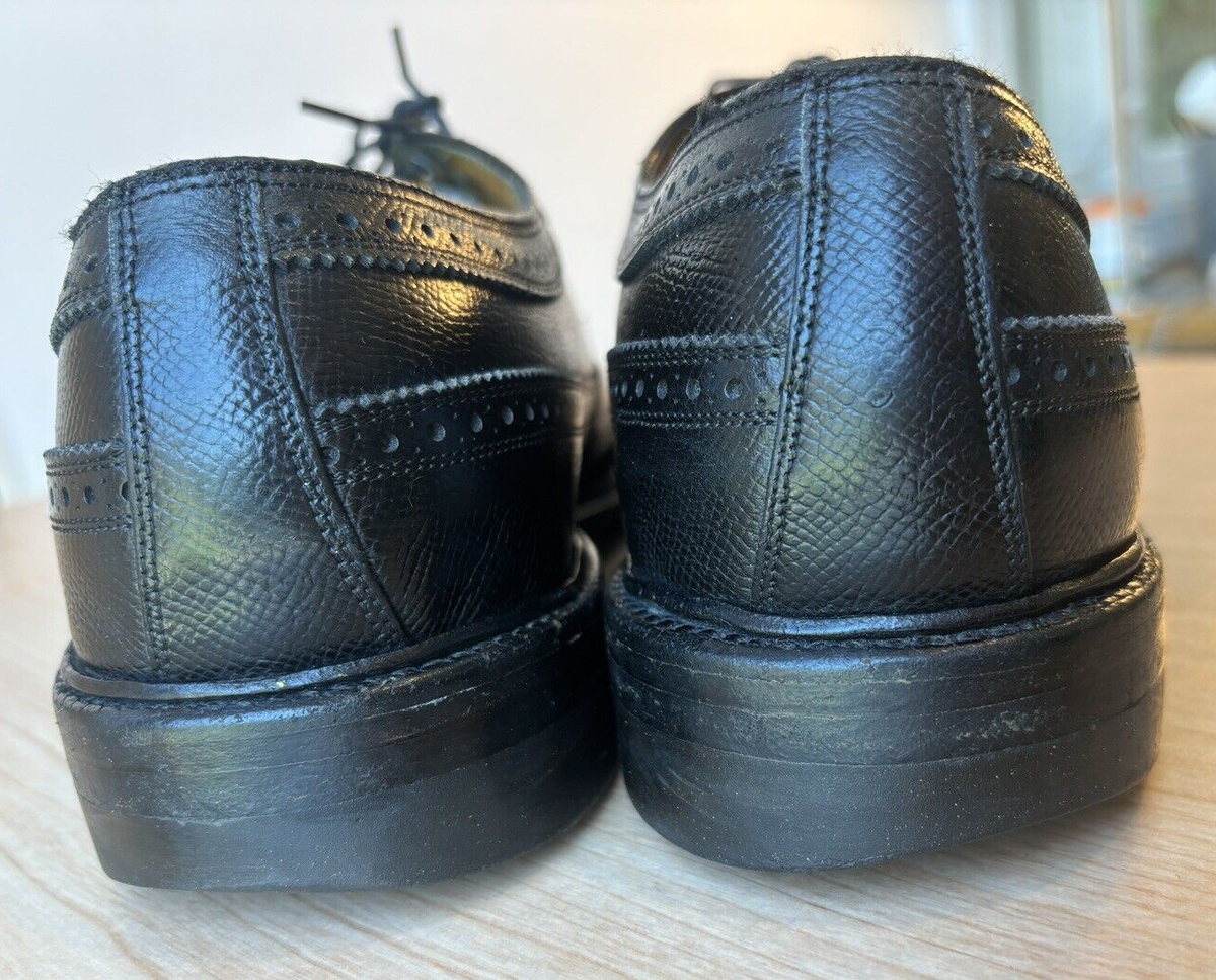 FLORSHEIM IMPERIAL 92604 Kenmoor Gunboat Vintage Black Wing Tip Shoes Size 9.5 D Vintage 90s Florsheim Royal Imperial Mens Leather Longwing  main image 2