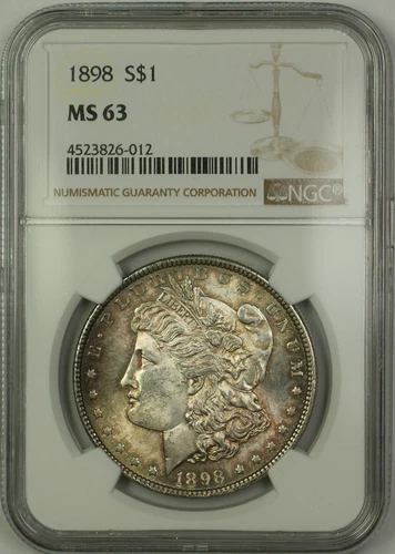 1898 Morgan Silver Dollar $1 Coin NGC MS-63 Toned (15)