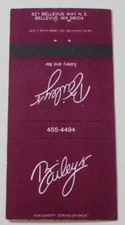 BAILEY'S EATERY AND BAR MATCHBOOK COVER * BELLEVUE, WASHINGTON