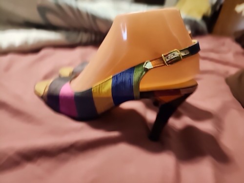 Vintage DeLiso Multicolored Slingback Pumps Heels Shoes Size 8M NWOB - Picture 3 of 11