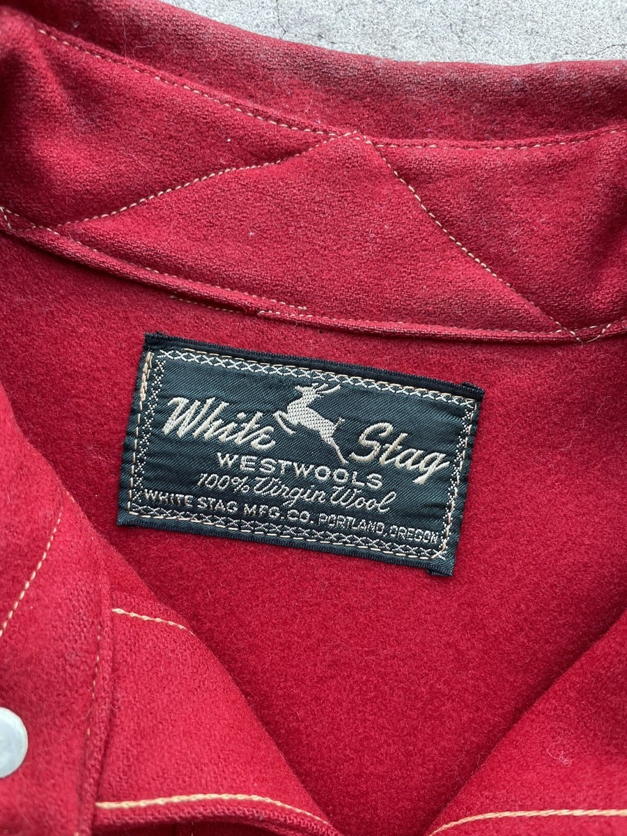 Vintage 50s White Stag Wool Mackinaw Jacket Size XL Red USA Oregon