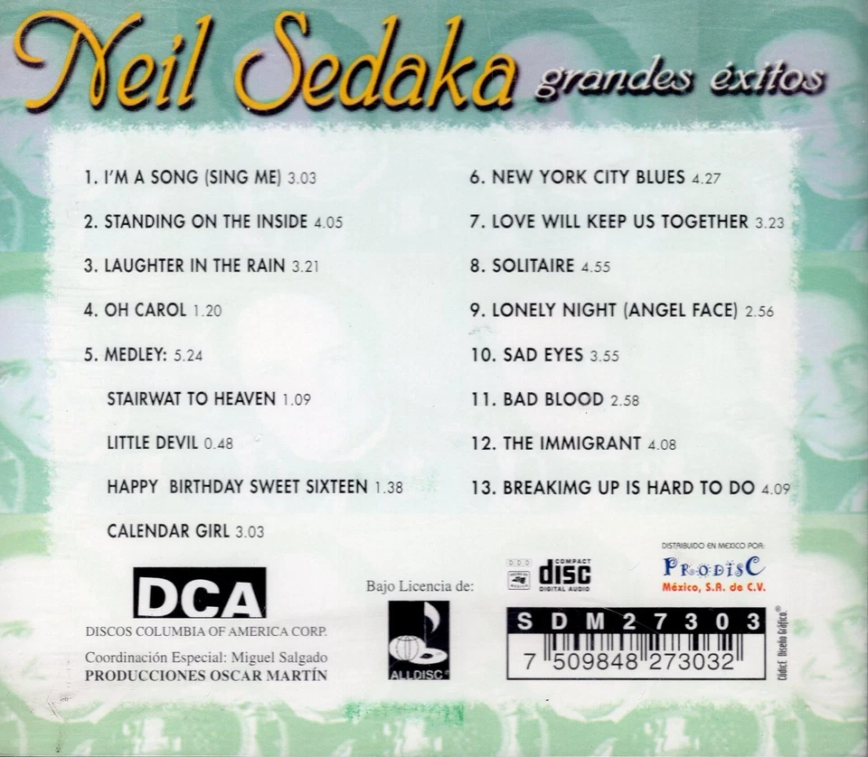 Neil Sedaka Grandes Exitos  CD New Nuevo Sealed  Foto 2 de 2