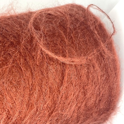 Dark Copper Red MOHAIR WOOL LACE WEIGHT Yarn on Cone for Fluffy Crafts Knitting - Picture 3 of 6