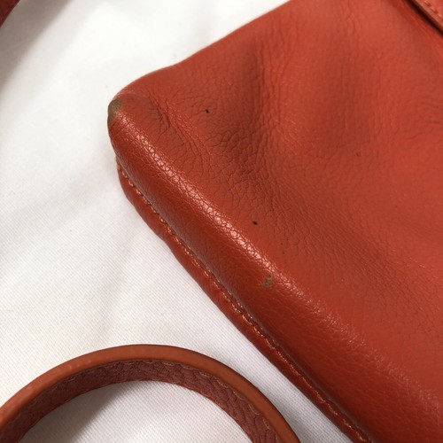DKNY Leather Crossbody Messenger Bag Purse 9.5" x 10" Orange Coral Donna - Picture 5 of 7