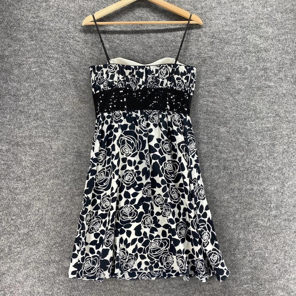 Vestido Casa Blanca Mercado Negro Mujer 4 Negro Floral Funda Midi Lentejuelas Seda Foto 2 de 4