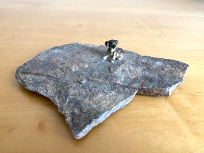 1971 Small Dod Puppy Figurine on the Rock 8'' Long Hand Made Vtg One of a Kind