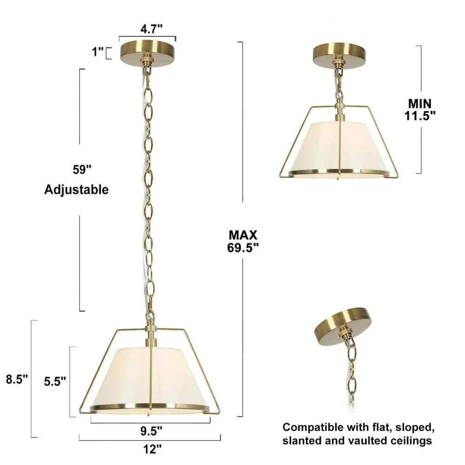 Uolfin Modern Copper Gold Pendant Light, 1-Light Brass Bowl Island Pendant Light - Image 4 of 4