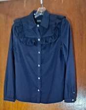 A.P.C. Rue Madame Paris Indigo Blue Shirt Ruffled Yoke size 34