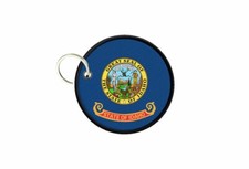 USA American Flag Keychain Idaho Round Badge