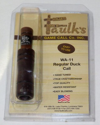 Faulk's WA-11 Vintage Wooden Duck Call Sealed Package Lake Charles, LA ~ NEW