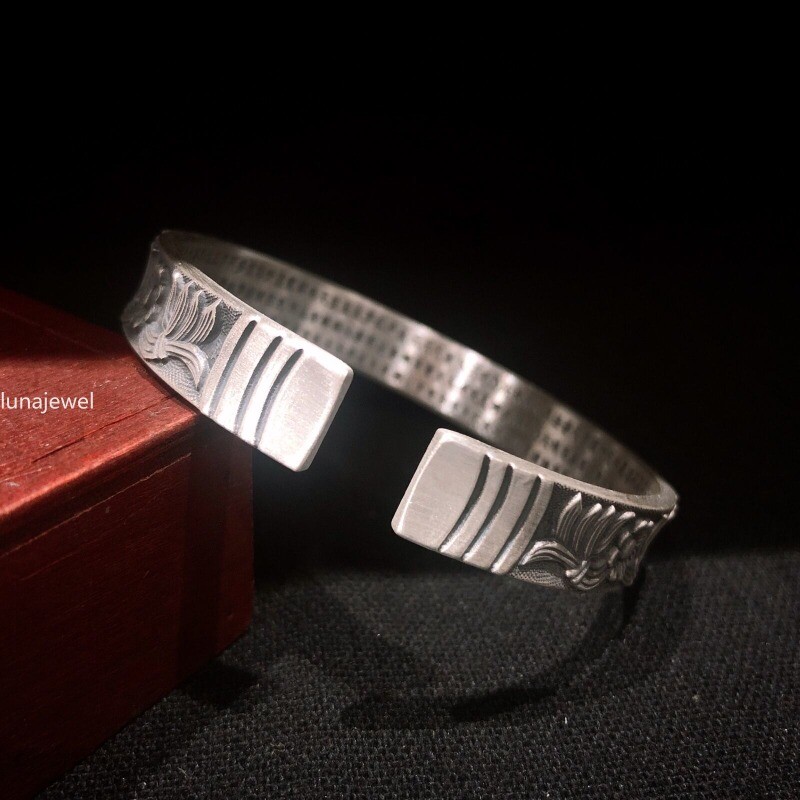 Pure S999 Sterling Silver 999 Vintage Carp Fish Wide Bracelet