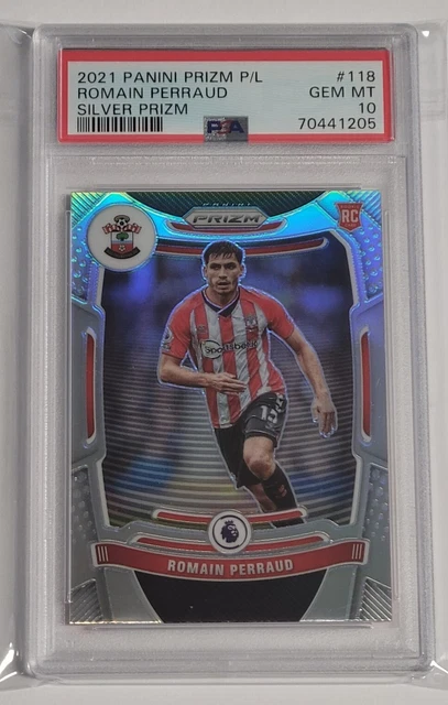2021-22 Prizm Premier League Romain Perraud RC Rookie PSA 10 #118 Silver Prizm