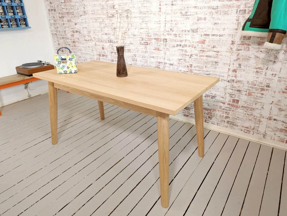 Natural Oak Extending Mid-Century Modern Dining Table - Any Size - Image 2 of 4