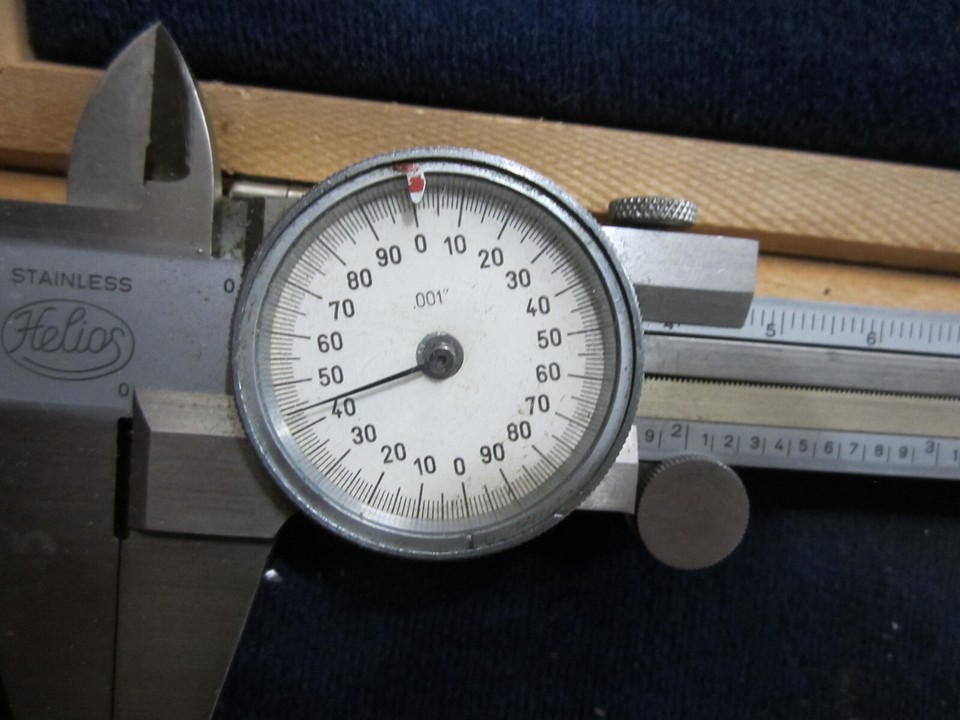 Helios Stainless Steel .001" Micrometer Dial Caliper Hardened Germany 9" w /case eBay
