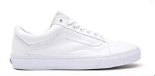Vans OLD SKOOL Unisex Verdadero Blanco Lona Tenis Bajos Gamuza Nuevas