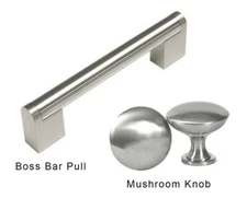 Square Boss Bar Pull Handle Round Knob Kitchen Cabinet Hardware Brushed Nickel