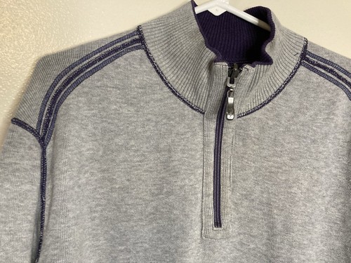 Tommy Bahama Pullover Sweater Men's XL 1/4 Zip Gray/Purple Reversible Sweatshirt - Picture 6 of 8