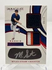 2019 PANINI IMMACULATE MYLES STRAW 09/15 ROOKIE MATINEE DUAL PATCH AUTO RM-MS