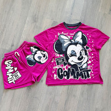 Oversized Pink Minnie Mouse Galaxy Sequin Two-Piece Short Set