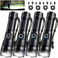 4 Pack Rechargeable LED Flashlights High Lumens, 90,000LM Super Bright Flashl...